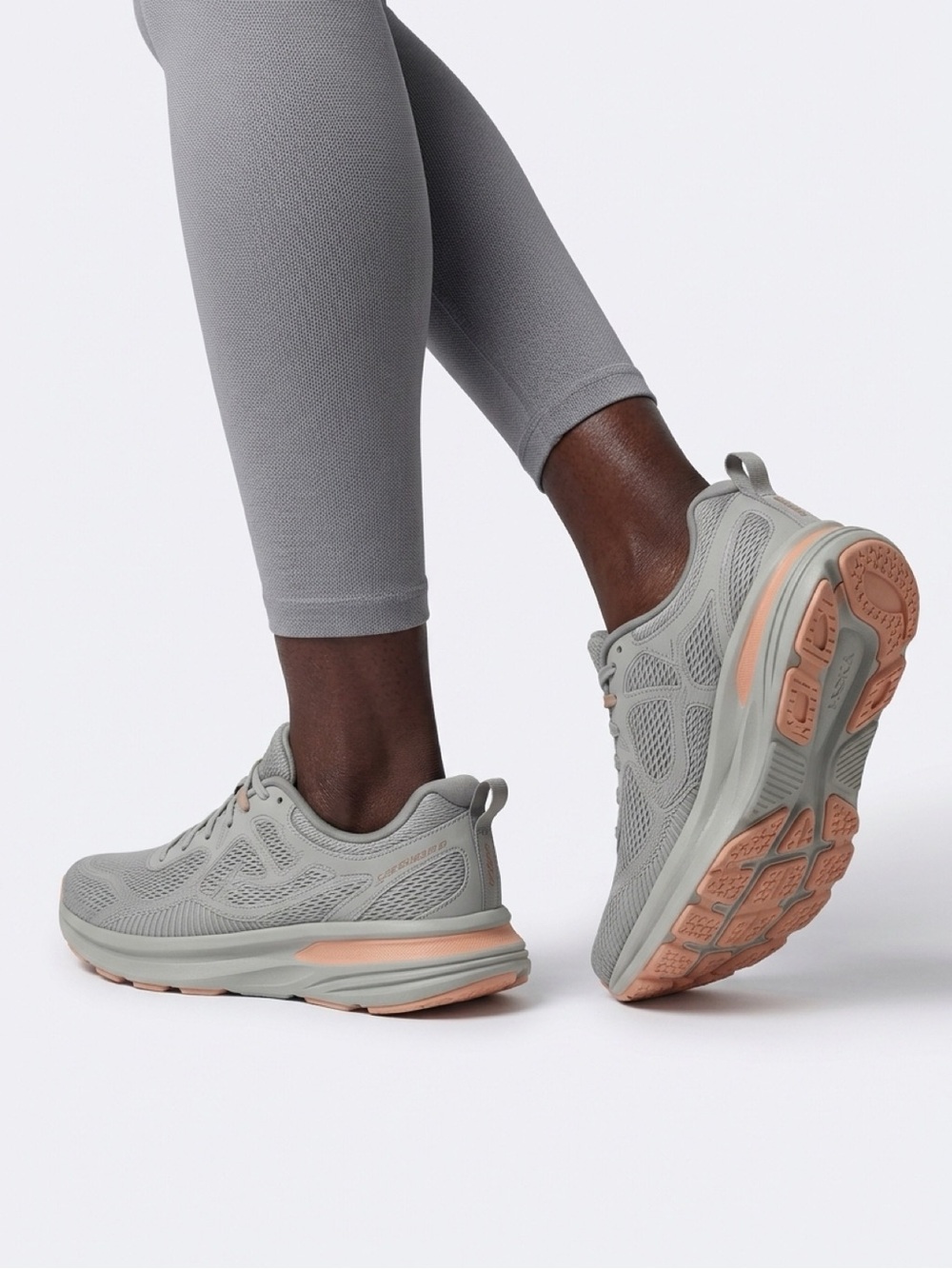 Hoka One One Women's Athletic Shoes in Gray and Peach